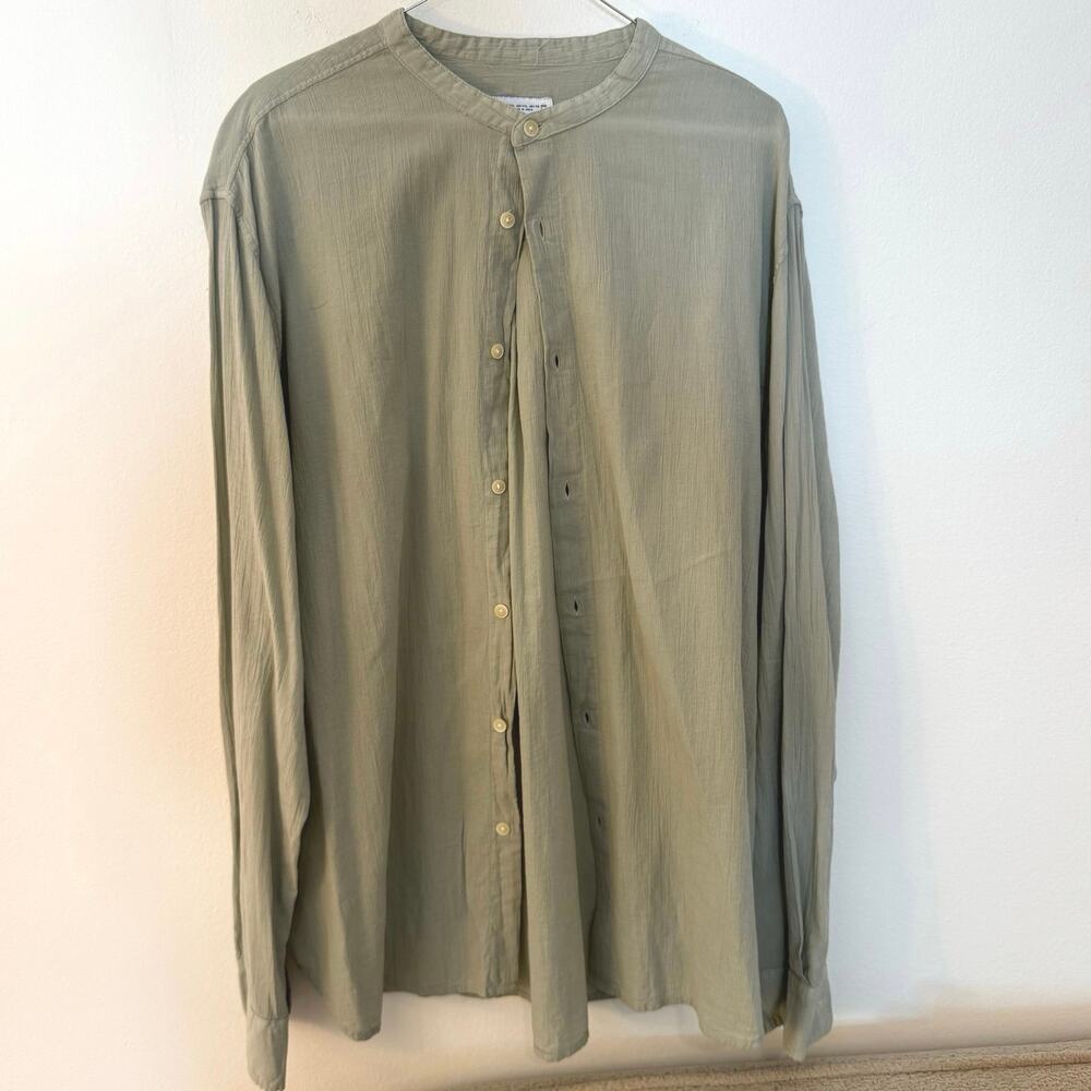 Zara Women’s XXL Sage Green Band Mandarin Collar Long Sleeve Button Front Shirt